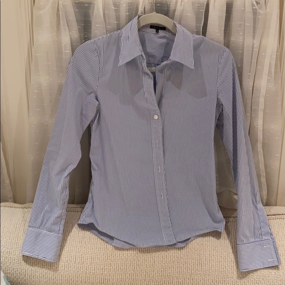 Theory stretch pinstripe button-down shirt